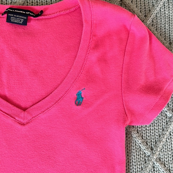 Ralph Lauren Sport PINK V-Neck T-Shirt - Picture 4 of 13